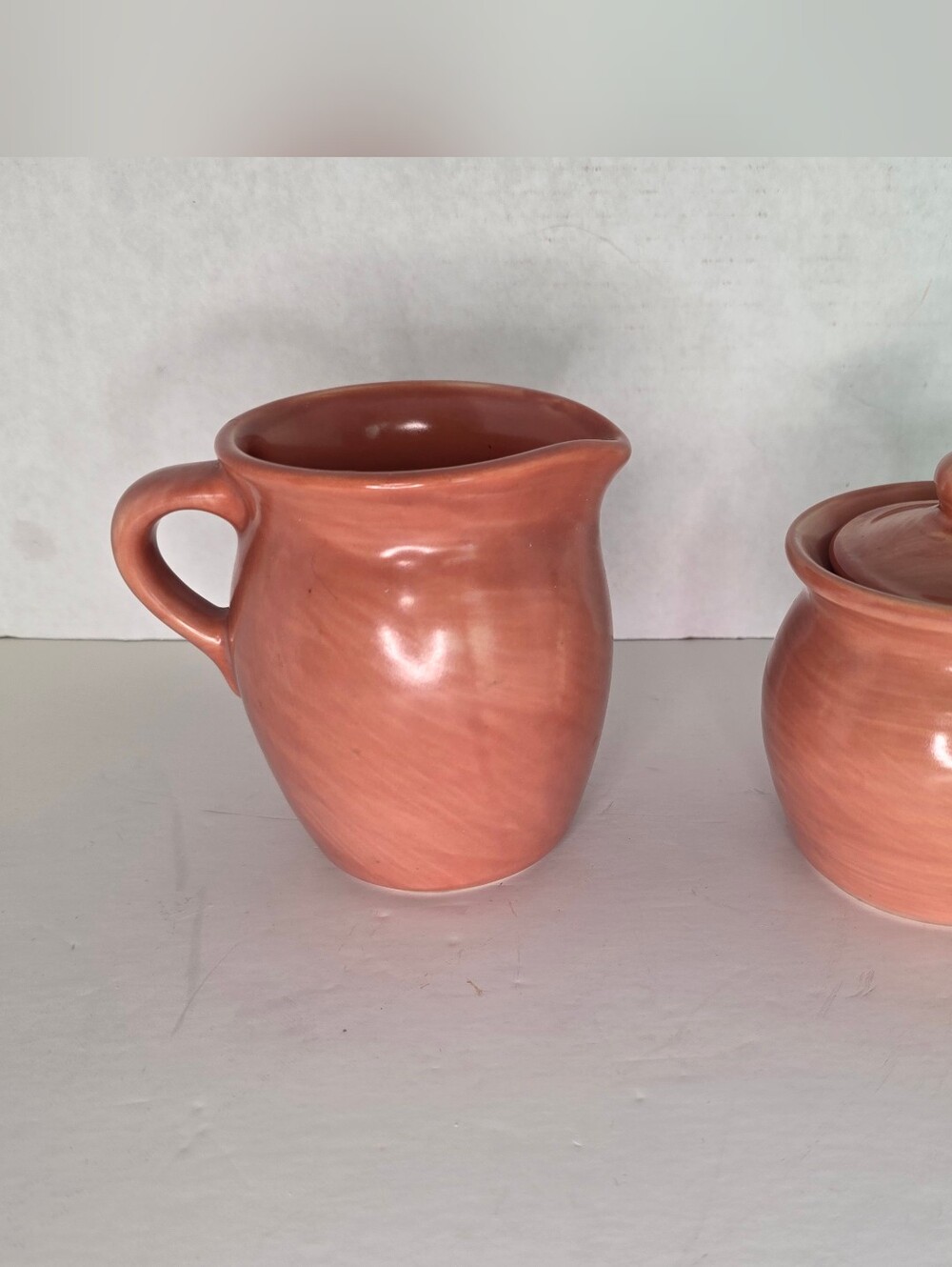 Pfaltzgraff Stonewash Terra Cotta Creamer and Sugar with Lid